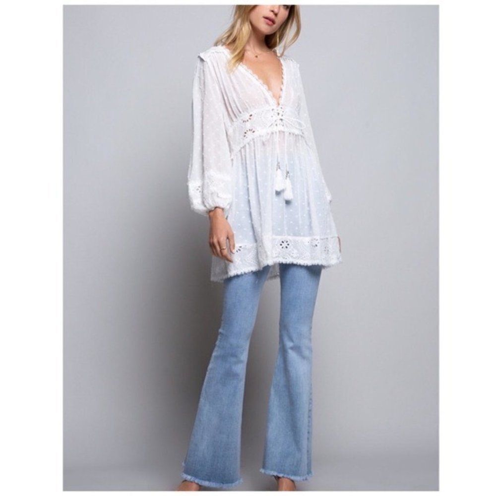 𝅺BABY  doll Tunic w/Lace Trim Detail - Picture 4 of 11